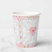 Hibiskus und Spitzen PINK Pappbecher (Rückseite)