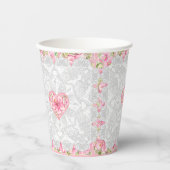 Hibiskus und Spitzen PINK Pappbecher (Vorderseite)
