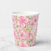 Hibiskus und Spitzen PINK Pappbecher (Vorderseite)