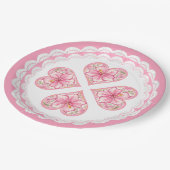 Hibiskus und Spitzen PINK Pappteller (Schrägansicht)