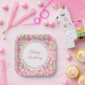 Hibiskus und Spitzen PINK Pappteller (Party)