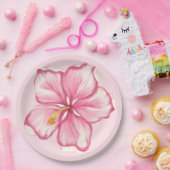 Hibiskus und Spitzen PINK Pappteller (Party)