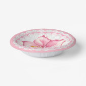 Hibiskus und Spitzen PINK Pappteller (Gewinkelt)