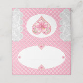 Hibiskus und Spitzen PINK Platzkarte (Außenseite Aufgefaltet)