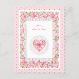 Hibiskus und Spitzen PINK Postkarte