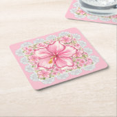 Hibiskus und Spitzen PINK Rechteckiger Pappuntersetzer (angewinkelt)
