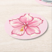 Hibiskus und Spitzen PINK Runder Pappuntersetzer (Angewinkelt)
