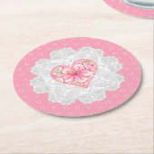 Hibiskus und Spitzen PINK Runder Pappuntersetzer (Angewinkelt)