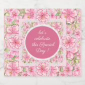 Hibiskus und Spitzen PINK Schaumweinetikett (Einzelnes Label)