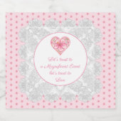 Hibiskus und Spitzen PINK Schaumweinetikett (Einzelnes Label)