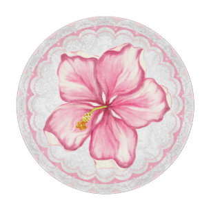 Hibiskus und Spitzen PINK Schneidebrett