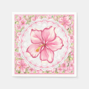 Hibiskus und Spitzen PINK Serviette