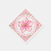 Hibiskus und Spitzen PINK Serviette (Ecke)