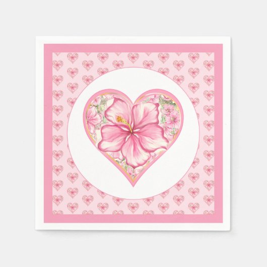 Hibiskus und Spitzen PINK Serviette (Vorderseite)