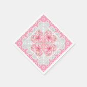 Hibiskus und Spitzen PINK Serviette (Ecke)