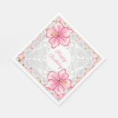 Hibiskus und Spitzen PINK Serviette (Ecke)