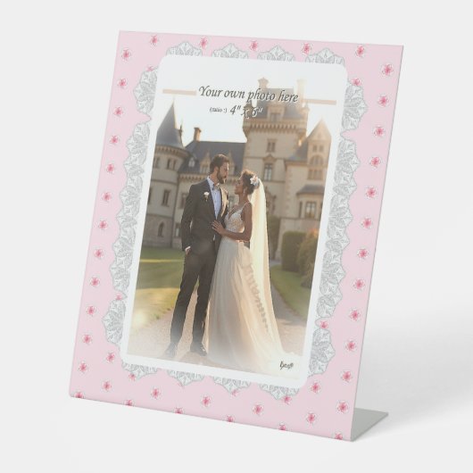 Hibiskus und Spitzen PINK Sockelschild (Vorderseite)