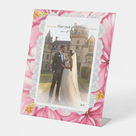 Hibiskus und Spitzen PINK Sockelschild (Vorderseite)