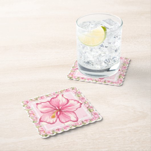 Hibiskus und Spitzen PINK Untersetzer (Vor Ort)