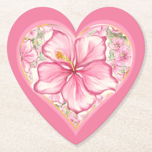 Hibiskus und Spitzen PINK Untersetzer (Vorderseite)