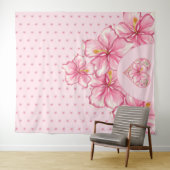 Hibiskus und Spitzen PINK Wandteppich (Beispiel (Horizontal))