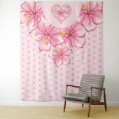 Hibiskus und Spitzen PINK Wandteppich (Beispiel)