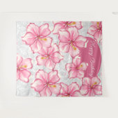 Hibiskus und Spitzen PINK Wandteppich (Vorderseite (Horizontal))