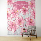 Hibiskus und Spitzen PINK Wandteppich (Beispiel)