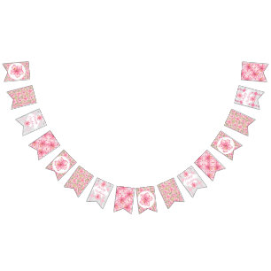 Hibiskus und Spitzen PINK Wimpelkette