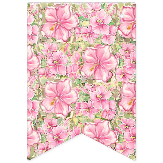 Hibiskus und Spitzen PINK Wimpelkette (Zweite Fahne)