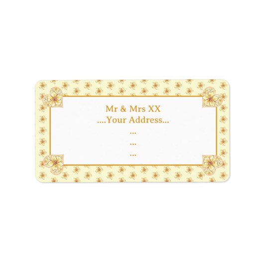 Hibiskus und Spitzen YELLOW Adressaufkleber (Vorne)