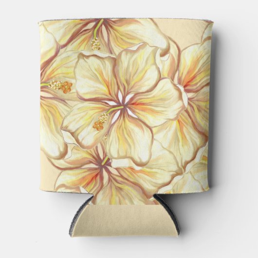 Hibiskus und Spitzen YELLOW Dosenkühler (Vorderseite)