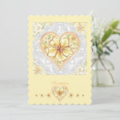 Hibiskus und Spitzen YELLOW Einladung (Stehend Vorderseite)