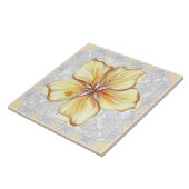 Hibiskus und Spitzen YELLOW Fliese (Seite)