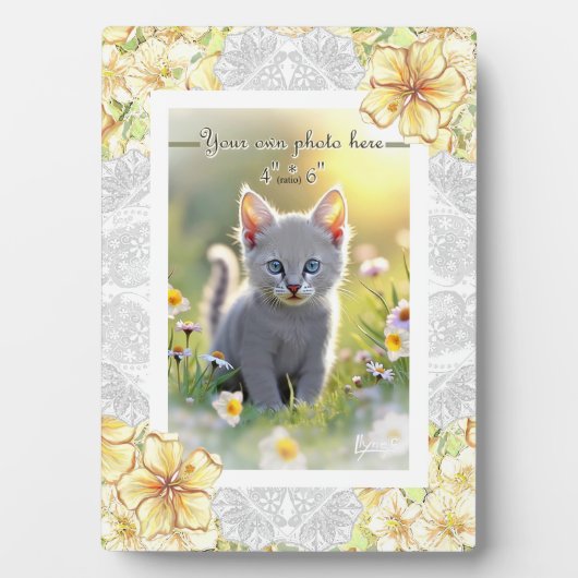 Hibiskus und Spitzen YELLOW Fotoplatte (Vorderseite)