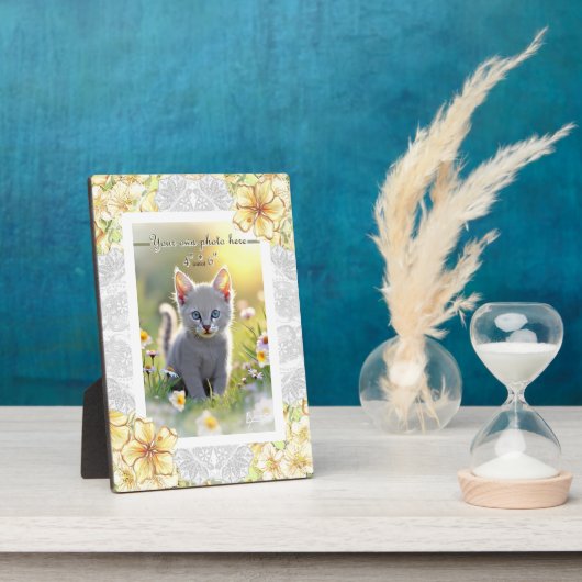 Hibiskus und Spitzen YELLOW Fotoplatte (Seite)