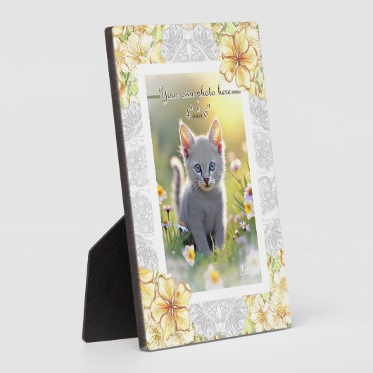 Hibiskus und Spitzen YELLOW Fotoplatte (Seite)