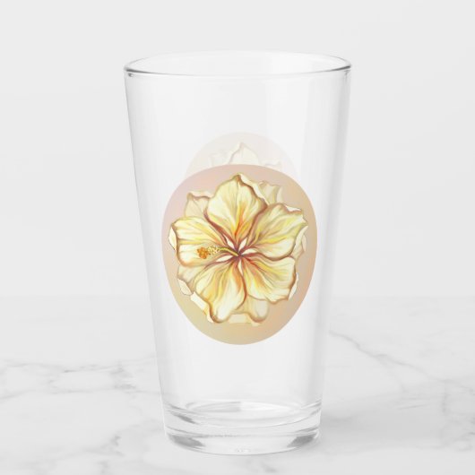 Hibiskus und Spitzen YELLOW Glas (Vorderseite)