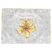 Hibiskus und Spitzen YELLOW Große Geschenktüte (Rückseite)