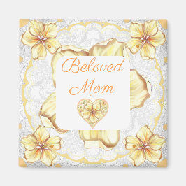 Hibiskus und Spitzen YELLOW Magnet