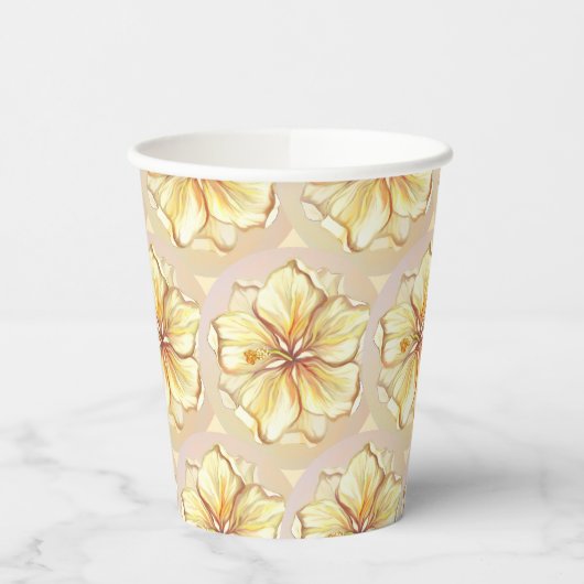 Hibiskus und Spitzen YELLOW Pappbecher (Links)