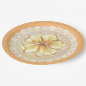 Hibiskus und Spitzen YELLOW Pappteller (Schrägansicht)