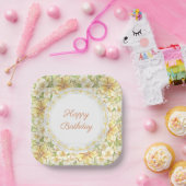 Hibiskus und Spitzen YELLOW Pappteller (Party)