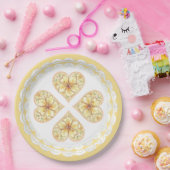 Hibiskus und Spitzen YELLOW Pappteller (Party)