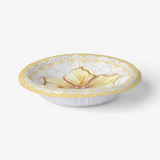 Hibiskus und Spitzen YELLOW Pappteller (Gewinkelt)