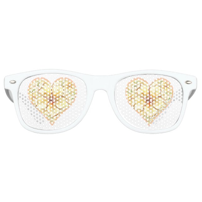 Hibiskus und Spitzen YELLOW Partybrille (Vorderseite)