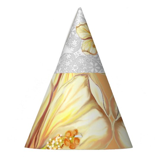 Hibiskus und Spitzen YELLOW Partyhütchen (Links)