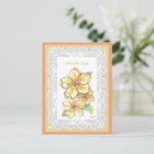 Hibiskus und Spitzen YELLOW Postkarte (Stehend Vorderseite)