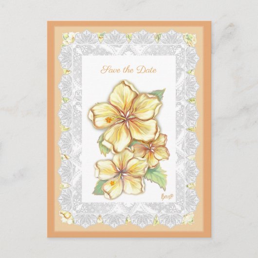 Hibiskus und Spitzen YELLOW Postkarte (Vorderseite)
