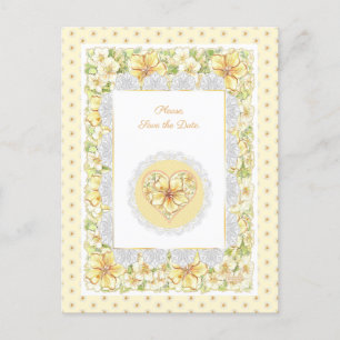 Hibiskus und Spitzen YELLOW Postkarte